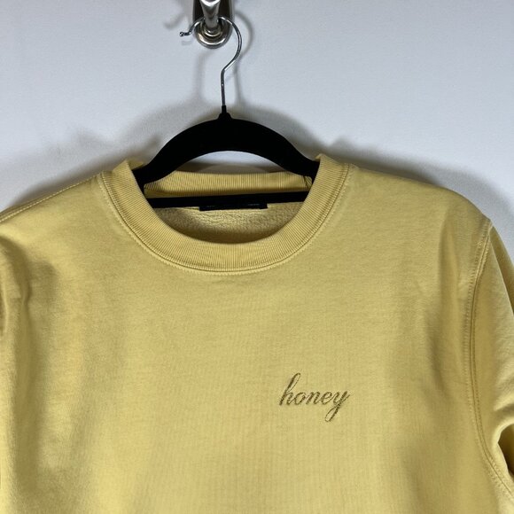 BRANDY MELVILLE‎ solid YELLOW honey Embroidered sweatshirt top One Size womens - Picture 2 of 11